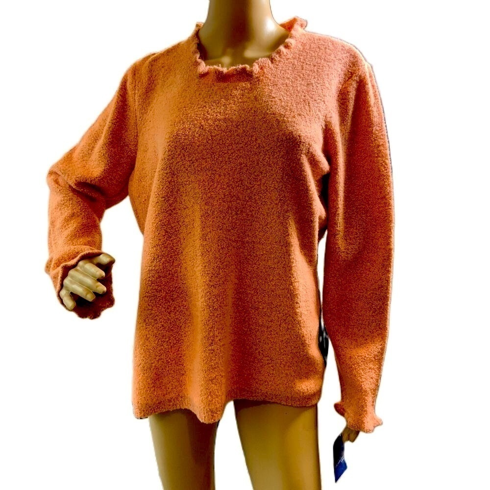J.H. Collectibles Womans Pink Ruffled Collar Cuffs Long Sleeve Sweater Size 1X